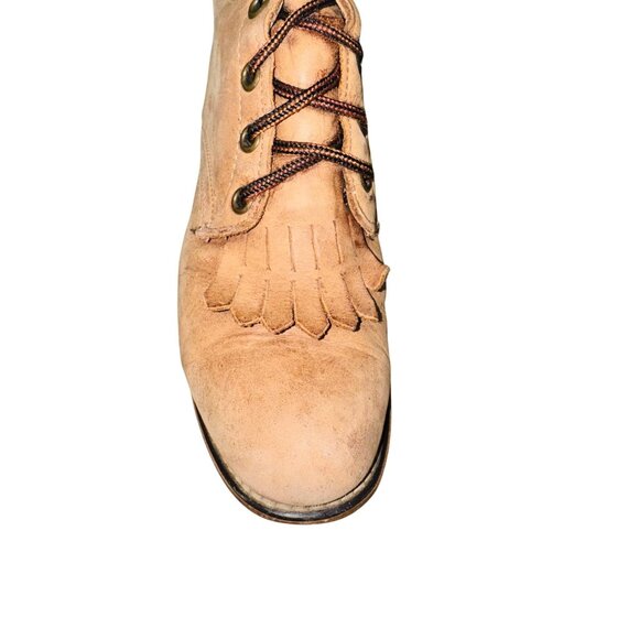 Laredo Womens Tan Leather Lace-Up Fringe Western Cottage Core Cowgirl Boots 8M - Picture 5 of 9